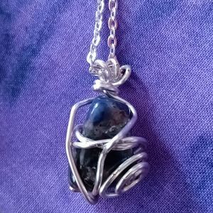 Wire wrapped Semi Precious tumbled stone necklace